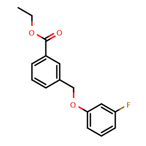 Chemical structure of ethyl 3-((3-fluorophenoxy)methyl)benzoate , CAS 2921859-91-6, AChemBlock AD297561