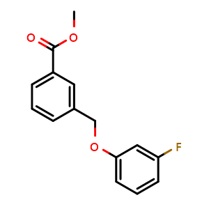 Chemical structure of methyl 3-((3-fluorophenoxy)methyl)benzoate , CAS 2492594-92-8, AChemBlock AD297562