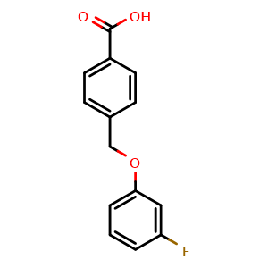 Chemical structure of 4-((3-fluorophenoxy)methyl)benzoic acid , CAS 953750-10-2, AChemBlock AD297565