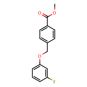Chemical structure of methyl 4-((3-fluorophenoxy)methyl)benzoate , CAS 1040315-25-0, AChemBlock AD297566