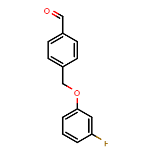 Chemical structure of 4-((3-fluorophenoxy)methyl)benzaldehyde , CAS 1443302-79-1, AChemBlock AD297567
