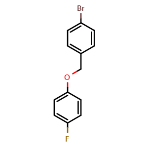 Chemical structure of 1-bromo-4-((4-fluorophenoxy)methyl)benzene , CAS 370-79-6, AChemBlock AD297569