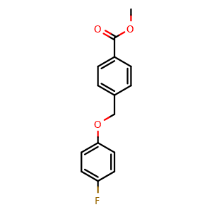 Chemical structure of methyl 4-((4-fluorophenoxy)methyl)benzoate , CAS 695156-86-6, AChemBlock AD297572