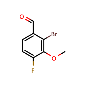 Chemical structure of 2-bromo-4-fluoro-3-methoxybenzaldehyde , CAS 1644544-24-0, AChemBlock AD297577