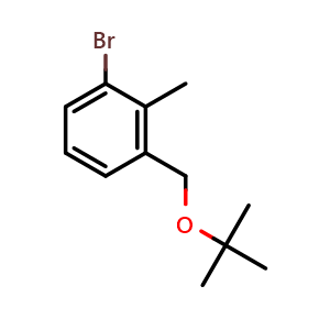 Chemical structure of 1-bromo-3-(tert-butoxymethyl)-2-methylbenzene , CAS 2288931-38-2, AChemBlock AD297578