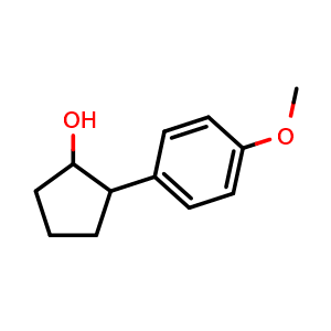 Chemical structure of 2-(4-methoxyphenyl)cyclopentanol , CAS 933674-44-3, AChemBlock AD297584