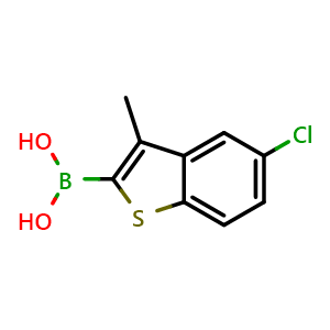 Chemical structure of (5-Chloro-3-methylbenzo[b]thiophen-2-yl)boronic acid , CAS 912331-30-7, AChemBlock AD297589