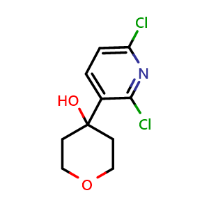 Chemical structure of 4-(2,6-dichloropyridin-3-yl)tetrahydro-2H-pyran-4-ol , CAS 2921909-61-5, AChemBlock AD297592