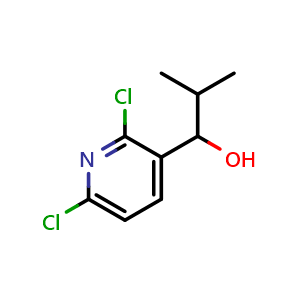 Chemical structure of 1-(2,6-dichloropyridin-3-yl)-2-methylpropan-1-ol , CAS 2839320-78-2, AChemBlock AD297593