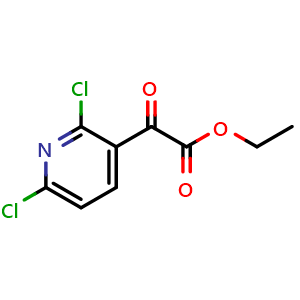Chemical structure of ethyl 2-(2,6-dichloropyridin-3-yl)-2-oxoacetate , CAS 1260778-10-6, AChemBlock AD297595