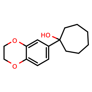 Chemical structure of 1-(2,3-dihydrobenzo[b][1,4]dioxin-6-yl)cycloheptanol , CAS 1467212-99-2, AChemBlock AD297600