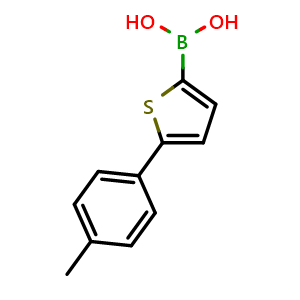Chemical structure of (5-(P-tolyl)thiophen-2-yl)boronic acid , CAS 296768-49-5, AChemBlock AD297602