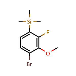 Chemical structure of (4-bromo-2-fluoro-3-methoxyphenyl)trimethylsilane , CAS 2921898-83-9, AChemBlock AD297605