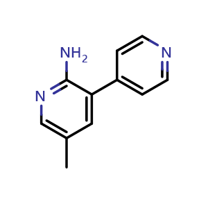 Chemical structure of 5-methyl-[3,4'-bipyridin]-2-amine , CAS 1214369-56-8, AChemBlock AD297616