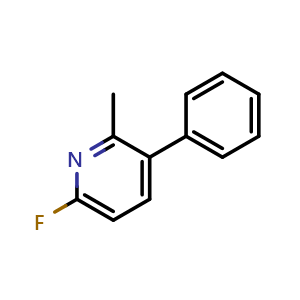 Chemical structure of 6-fluoro-2-methyl-3-phenylpyridine , CAS 1214335-79-1, AChemBlock AD297620