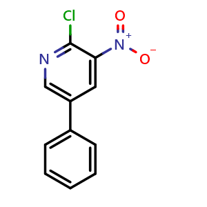 Chemical structure of 2-chloro-3-nitro-5-phenylpyridine , CAS 198017-65-1, AChemBlock AD297622
