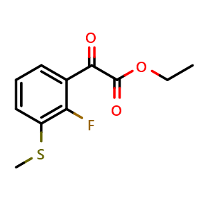 Chemical structure of ethyl 2-(2-fluoro-3-(methylthio)phenyl)-2-oxoacetate , CAS 2921889-40-7, AChemBlock AD297625
