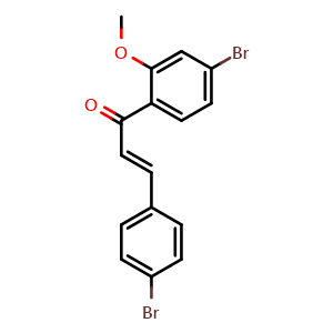 Chemical structure of (E)-1-(4-bromo-2-methoxyphenyl)-3-(4-bromophenyl)prop-2-en-1-one , CAS 2921913-28-0, AChemBlock AD297637