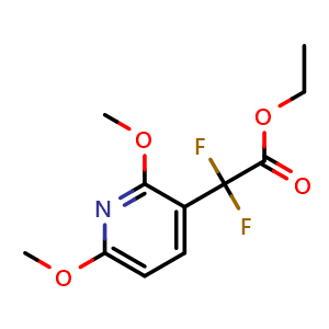 Chemical structure of ethyl 2-(2,6-dimethoxypyridin-3-yl)-2,2-difluoroacetate , CAS 2406212-94-8, AChemBlock AD297642