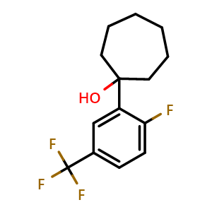 Chemical structure of 1-(2-fluoro-5-(trifluoromethyl)phenyl)cycloheptanol , CAS 2921852-11-9, AChemBlock AD297646