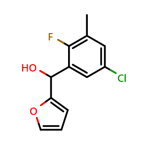 Chemical structure of (5-chloro-2-fluoro-3-methylphenyl)(furan-2-yl)methanol , CAS 2921694-84-8, AChemBlock AD297647