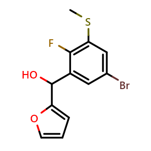 Chemical structure of (5-bromo-2-fluoro-3-(methylthio)phenyl)(furan-2-yl)methanol , CAS 2921848-38-4, AChemBlock AD297648