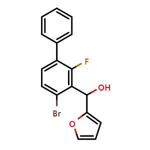 Chemical structure of (4-bromo-2-fluoro-[1,1'-biphenyl]-3-yl)(furan-2-yl)methanol , CAS 2921903-99-1, AChemBlock AD297649