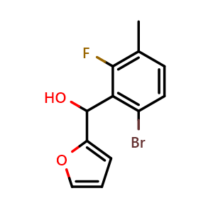 Chemical structure of (6-bromo-2-fluoro-3-methylphenyl)(furan-2-yl)methanol , CAS 2921890-95-9, AChemBlock AD297651