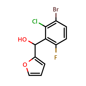 Chemical structure of (3-bromo-2-chloro-6-fluorophenyl)(furan-2-yl)methanol , CAS 2921855-29-8, AChemBlock AD297652