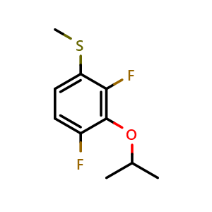 Chemical structure of (2,4-difluoro-3-isopropoxyphenyl)(methyl)sulfane , CAS 2921882-15-5, AChemBlock AD297667