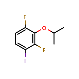 Chemical structure of 1,3-difluoro-4-iodo-2-isopropoxybenzene , CAS 2921868-07-5, AChemBlock AD297668