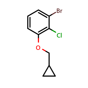Chemical structure of 1-bromo-2-chloro-3-(cyclopropylmethoxy)benzene , CAS 1369772-63-3, AChemBlock AD297670