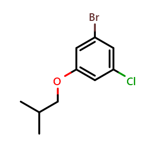 Chemical structure of 1-bromo-3-chloro-5-isobutoxybenzene , CAS 1881291-30-0, AChemBlock AD297672