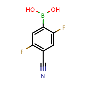 Chemical structure of 4-Cyano-2,5-Difluorophenylboronic acid , CAS 1628442-75-0, AChemBlock AD297676