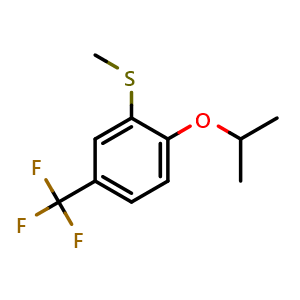 Chemical structure of (2-isopropoxy-5-(trifluoromethyl)phenyl)(methyl)sulfane , CAS 2921874-31-7, AChemBlock AD297679