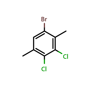 Chemical structure of 1-bromo-3,4-dichloro-2,5-dimethylbenzene , CAS 2969451-13-4, AChemBlock AD297694