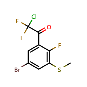Chemical structure of 1-(5-bromo-2-fluoro-3-(methylthio)phenyl)-2-chloro-2,2-difluoroethanone , CAS 2921729-08-8, AChemBlock AD297695