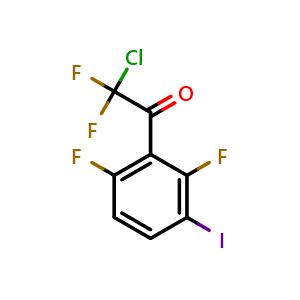 Chemical structure of 2-chloro-1-(2,6-difluoro-3-iodophenyl)-2,2-difluoroethanone , CAS 2921757-07-3, AChemBlock AD297702