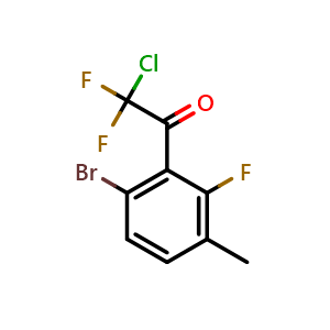 Chemical structure of 1-(6-bromo-2-fluoro-3-methylphenyl)-2-chloro-2,2-difluoroethanone , CAS 2921865-34-9, AChemBlock AD297703