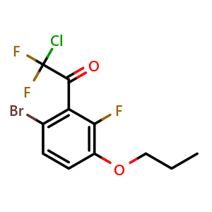 Chemical structure of 1-(6-bromo-2-fluoro-3-propoxyphenyl)-2-chloro-2,2-difluoroethanone , CAS 2921846-14-0, AChemBlock AD297706