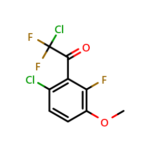 Chemical structure of 2-chloro-1-(6-chloro-2-fluoro-3-methoxyphenyl)-2,2-difluoroethanone , CAS 2921861-55-2, AChemBlock AD297707