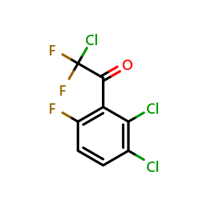 Chemical structure of 2-chloro-1-(2,3-dichloro-6-fluorophenyl)-2,2-difluoroethanone , CAS 2921712-00-5, AChemBlock AD297713