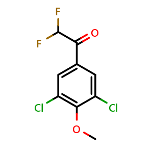 Chemical structure of 1-(3,5-dichloro-4-methoxyphenyl)-2,2-difluoroethanone , CAS 2921851-00-3, AChemBlock AD297716