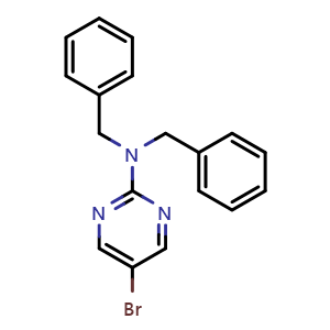 Chemical structure of N,N-Dibenzyl-5-bromopyrimidin-2-amine , CAS 886366-28-5, AChemBlock AD297718