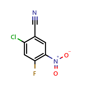 Chemical structure of 2-Chloro-4-fluoro-5-nitrobenzonitrile , CAS 183325-39-5, AChemBlock AD297723