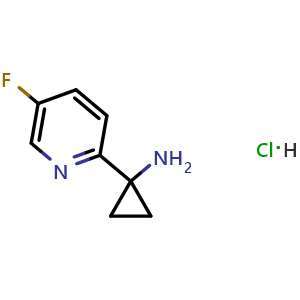 Chemical structure of 1-(5-Fluoropyridin-2-yl)cyclopropan-1-amine hydrochloride , CAS 1421603-56-6, AChemBlock AD314977
