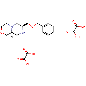 Chemical structure of (7S,9aS)-7-((Benzyloxy)methyl)octahydropyrazino[2,1-c][1,4]oxazine dioxalate , CAS 1268364-46-0, AChemBlock AD319209