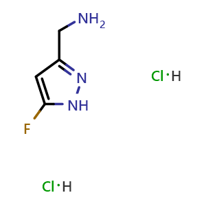 Chemical structure of (5-Fluoro-1H-pyrazol-3-yl)methanamine dihydrochloride , AChemBlock AD319830