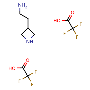 Chemical structure of 2-(Azetidin-3-yl)ethan-1-amine bis(2,2,2-trifluoroacetate) , CAS 2940951-59-5, AChemBlock AD319967