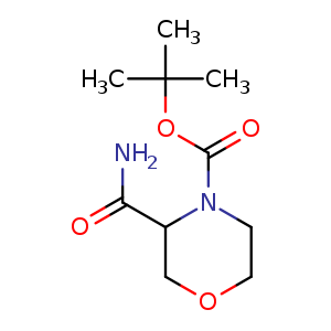 Chemical structure of 4-Boc-3-carbamoylmorpholine , CAS 518047-39-7, AChemBlock B-1184